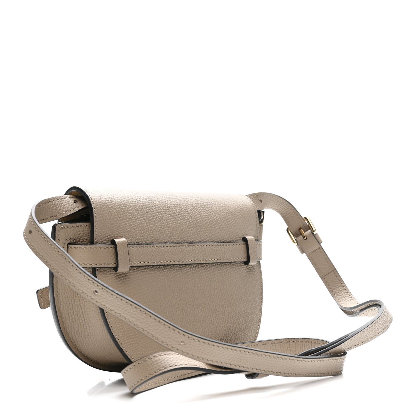 Pebble Grain Calfskin Mini Gate Dual Bag Light Oat