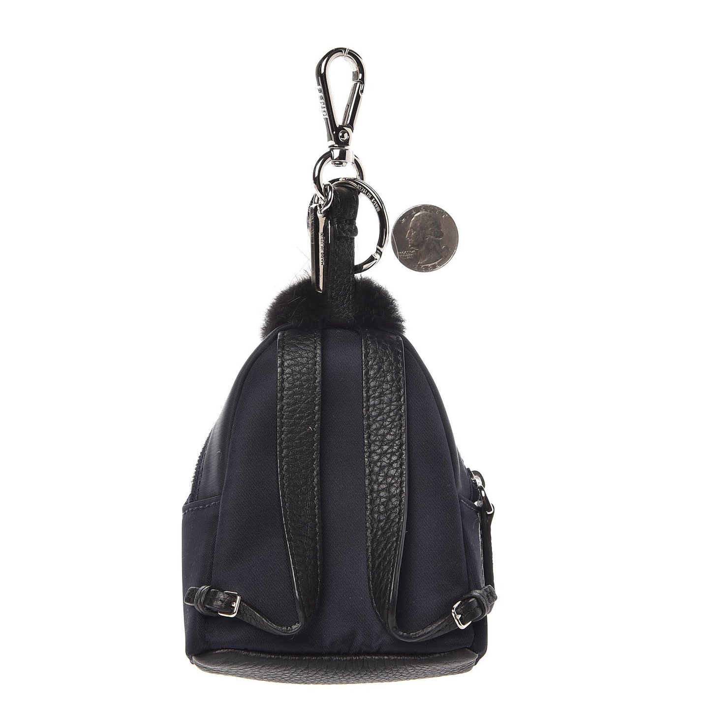 Nylon Cuoio Romano Nutria Fox Fur Monster Eyes Mini Backpack Charm Blue Black Multicolor