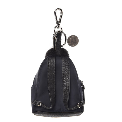 Fendi Nylon Cuoio Romano Nutria Fox Fur Monster Eyes Mini Backpack Charm Blue Black Multicolor 2 of 3