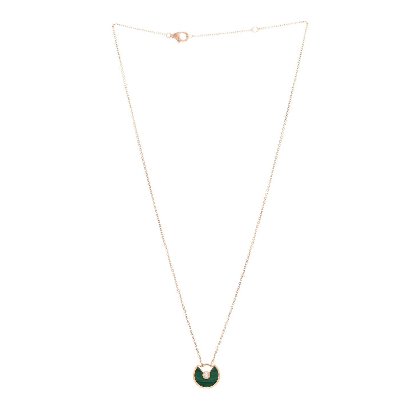 18K Pink Gold Diamond Malachite XS Amulette de Cartier Pendant Necklace