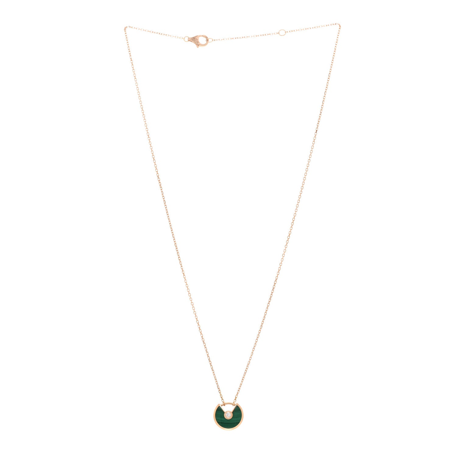 Cartier 18K Pink Gold Diamond Malachite XS Amulette de Cartier Pendant Necklace 3 of 5