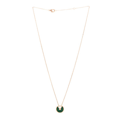 Cartier 18K Pink Gold Diamond Malachite XS Amulette de Cartier Pendant Necklace 3 of 5