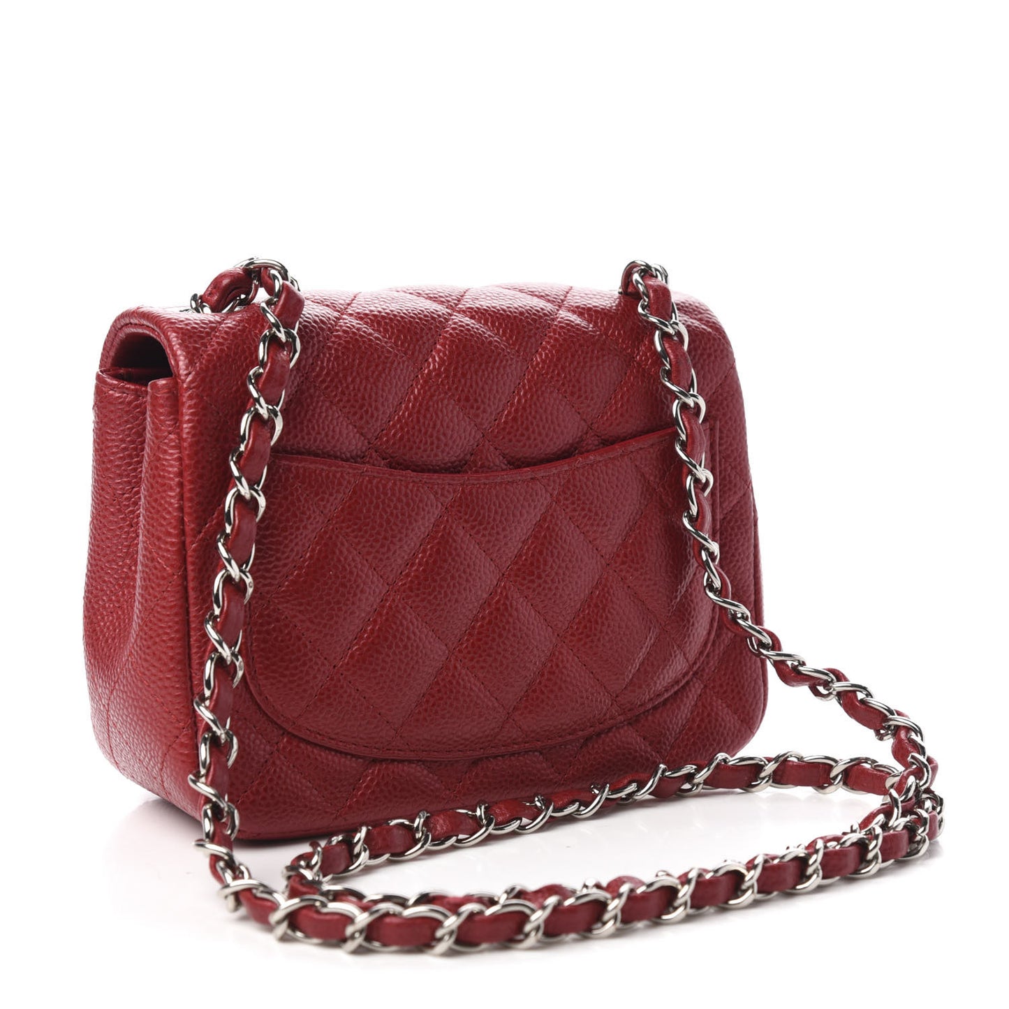 Caviar Quilted Mini Square Flap Red