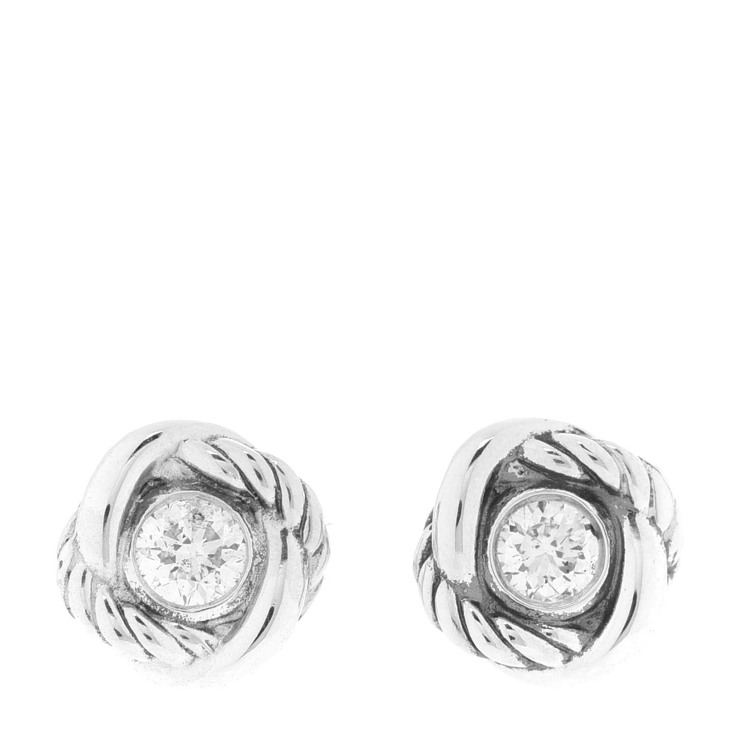 Sterling Silver Diamond 7mm Infinity Stud Earrings
