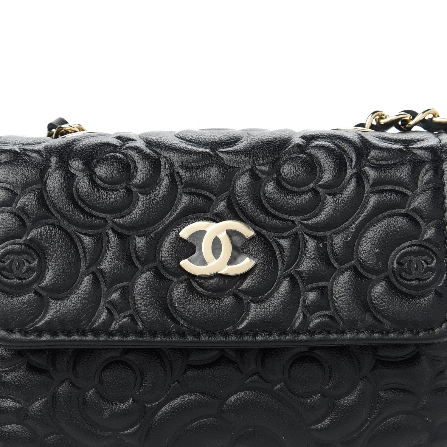 Chanel Lambskin Camellia Embossed Chain Belt Bag Black 11 of 12