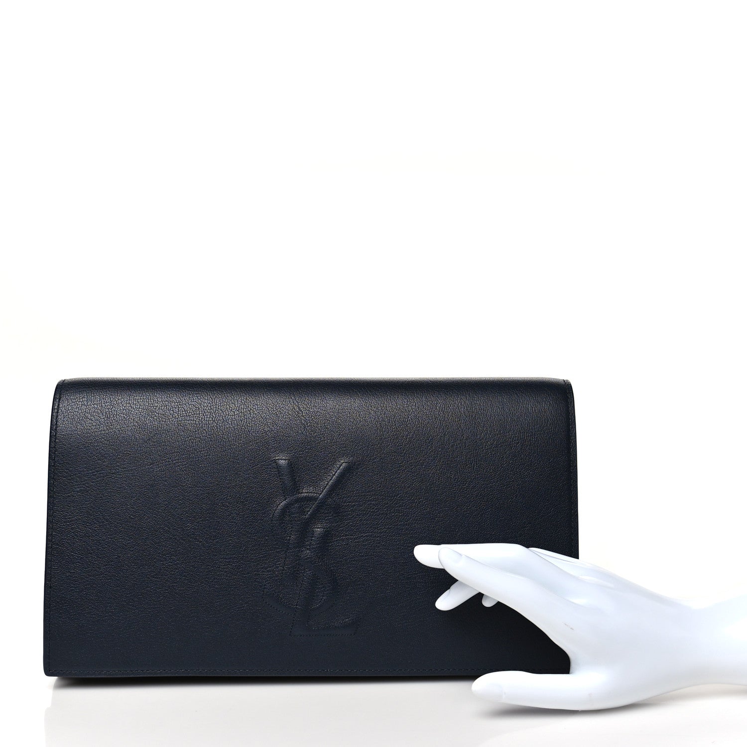 Saint Laurent Calfskin Monogram Large Belle De Jour Clutch Navy 2 of 8