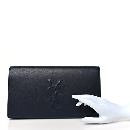 Saint Laurent Calfskin Monogram Large Belle De Jour Clutch Navy 2 of 8