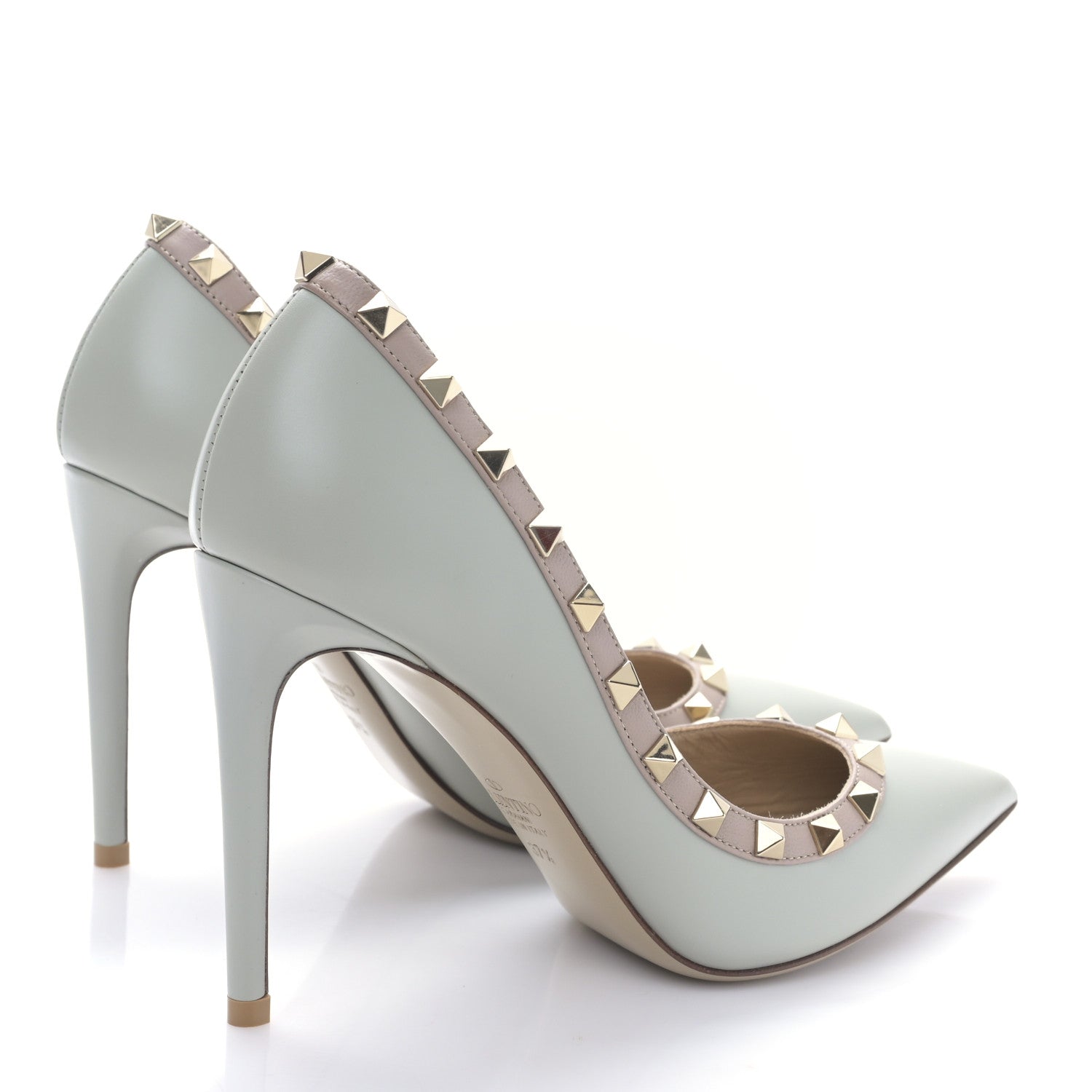 Valentino Garavani Nappa Rockstud 100mm Pumps 37.5 Stone Poudre 4 of 8