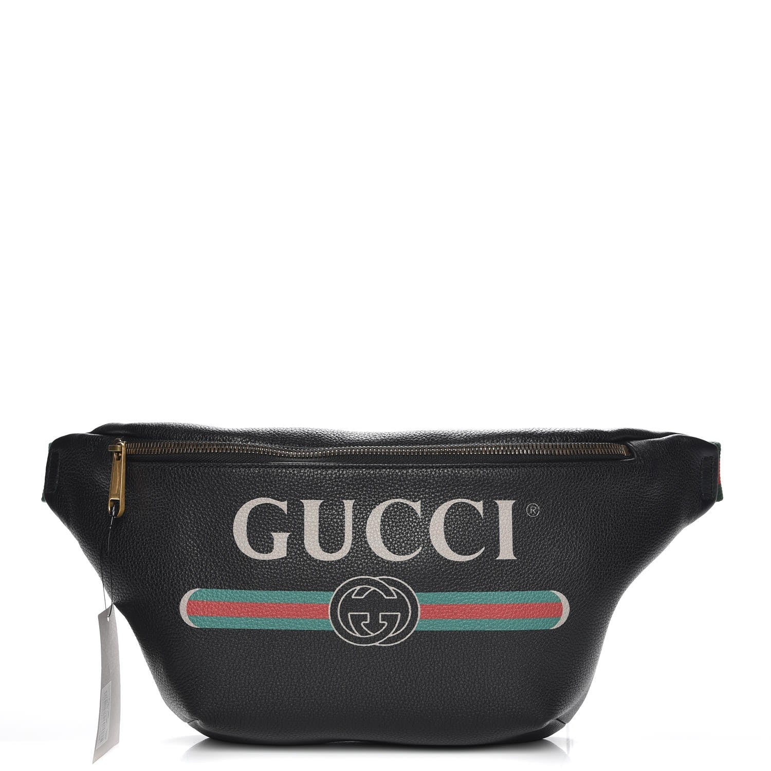 Gucci Grained Calfskin Logo Belt Bag Black 1 of 7