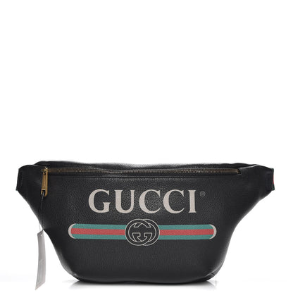 Gucci Grained Calfskin Logo Belt Bag Black 1 of 7