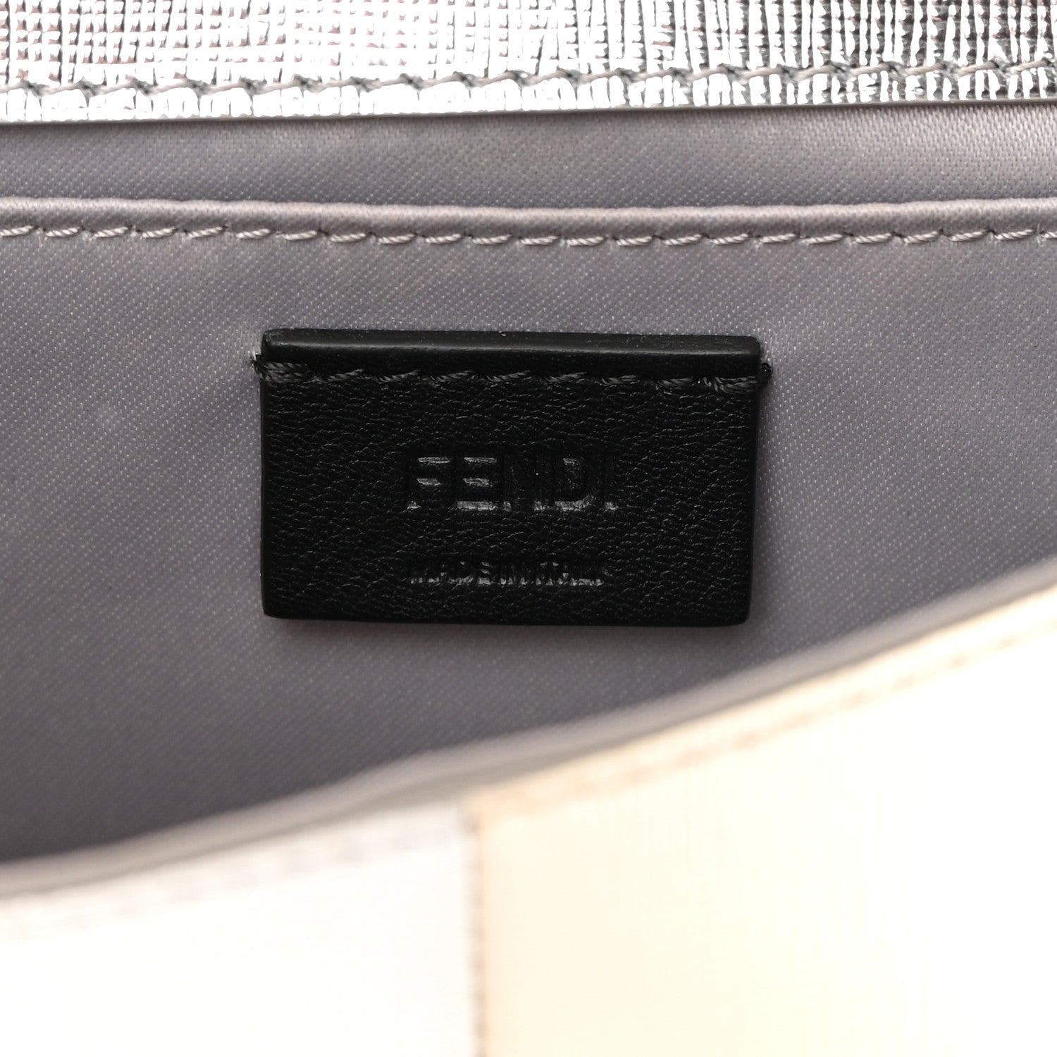 Fendi Vitello Mirror Elite Bi-Color Mini Rush Clutch Argento Champagne 6 of 14