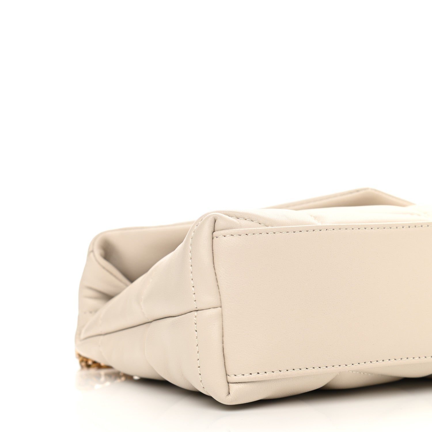 Saint Laurent Lambskin Quilted Toy Loulou Puffer Monogram Chain Satchel Blanc Vintage 9 of 11