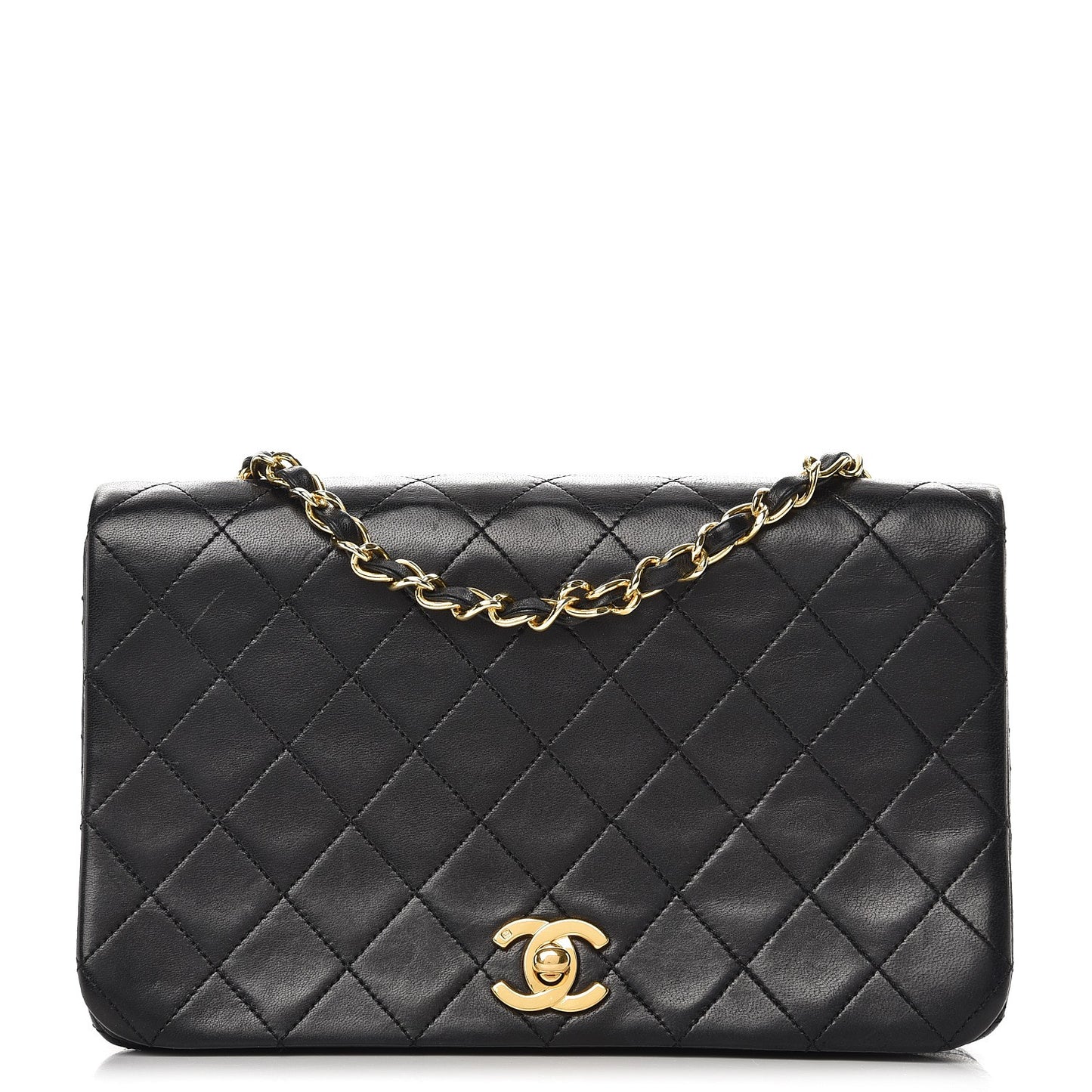 Lambskin Quilted Small Single Flap Black