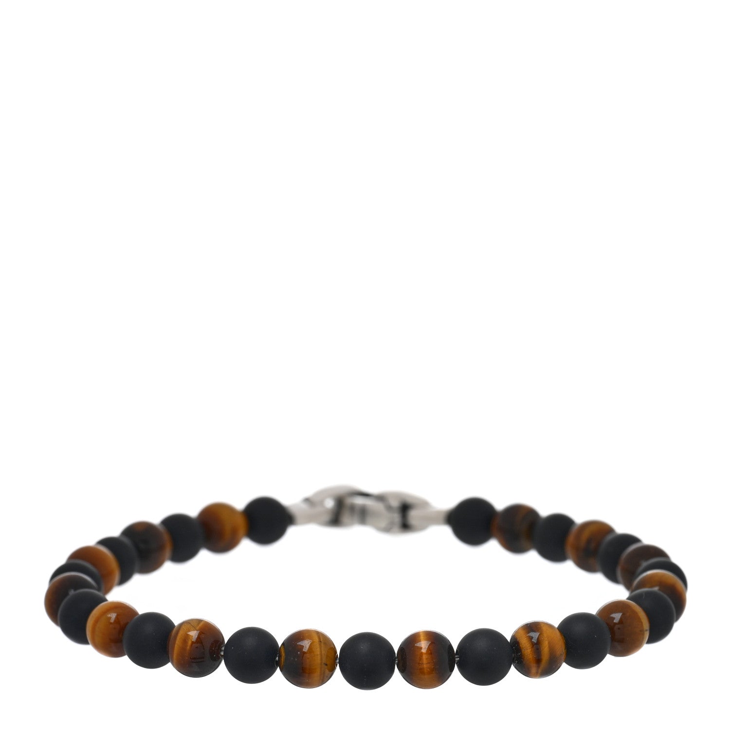David Yurman Sterling Silver Red Tiger Eye Black Onyx 6mm Spiritual Beads Bracelet 1 of 3