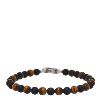 David Yurman Sterling Silver Red Tiger Eye Black Onyx 6mm Spiritual Beads Bracelet 1 of 3