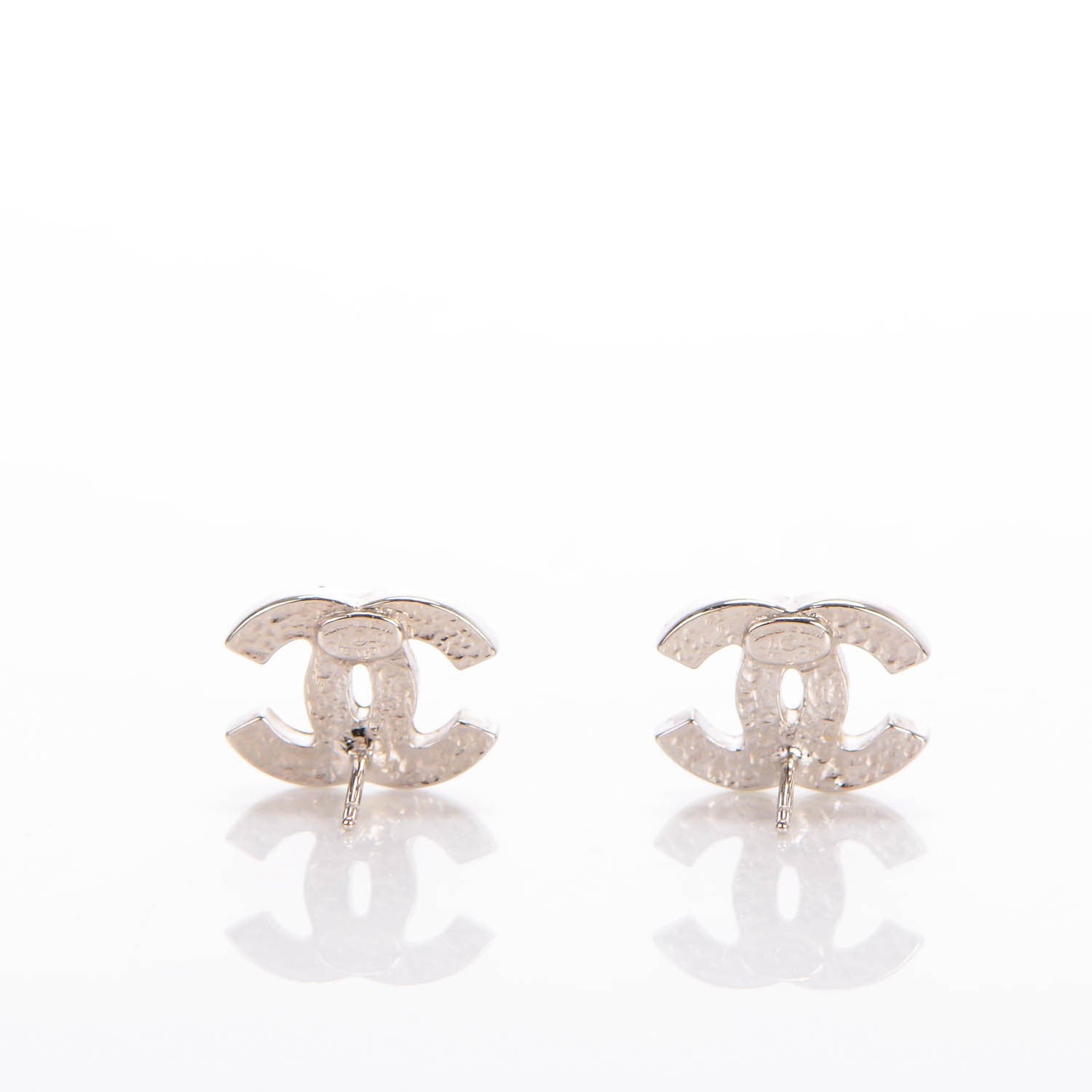 Chanel Crystal Timeless CC Earrings Silver 3 of 5