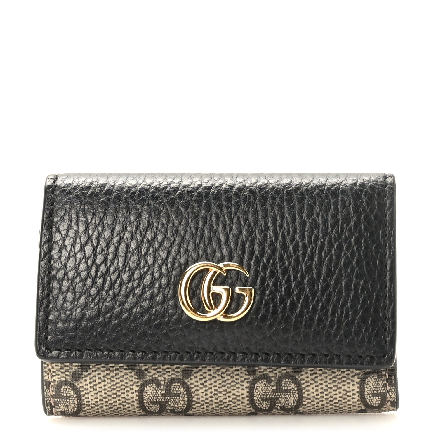 Gucci Dollar Calfskin GG Supreme Monogram GG Marmont 6 Key Holder Case Black Beige Ebony 1 of 7