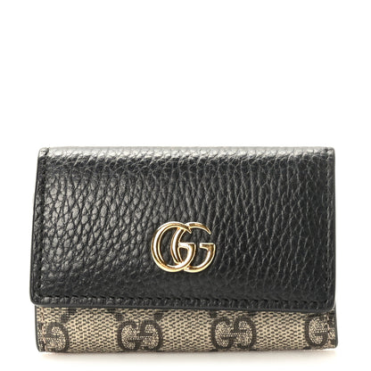 Gucci Dollar Calfskin GG Supreme Monogram GG Marmont 6 Key Holder Case Black Beige Ebony 1 of 7
