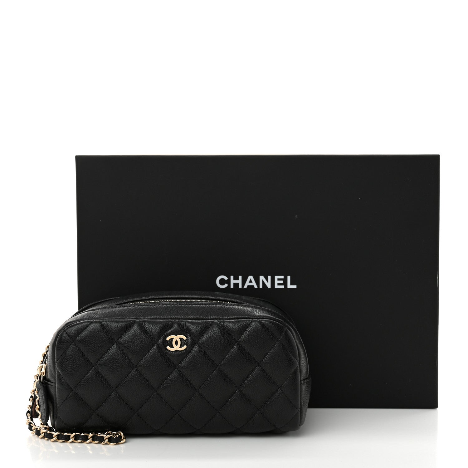 Chanel Caviar Quilted Toiletry Case With Chain Black 11 of 11