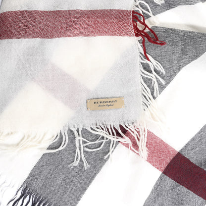 Burberry Wool Silk Gauze Giant Check Lightweight Scarf White 2 of 2