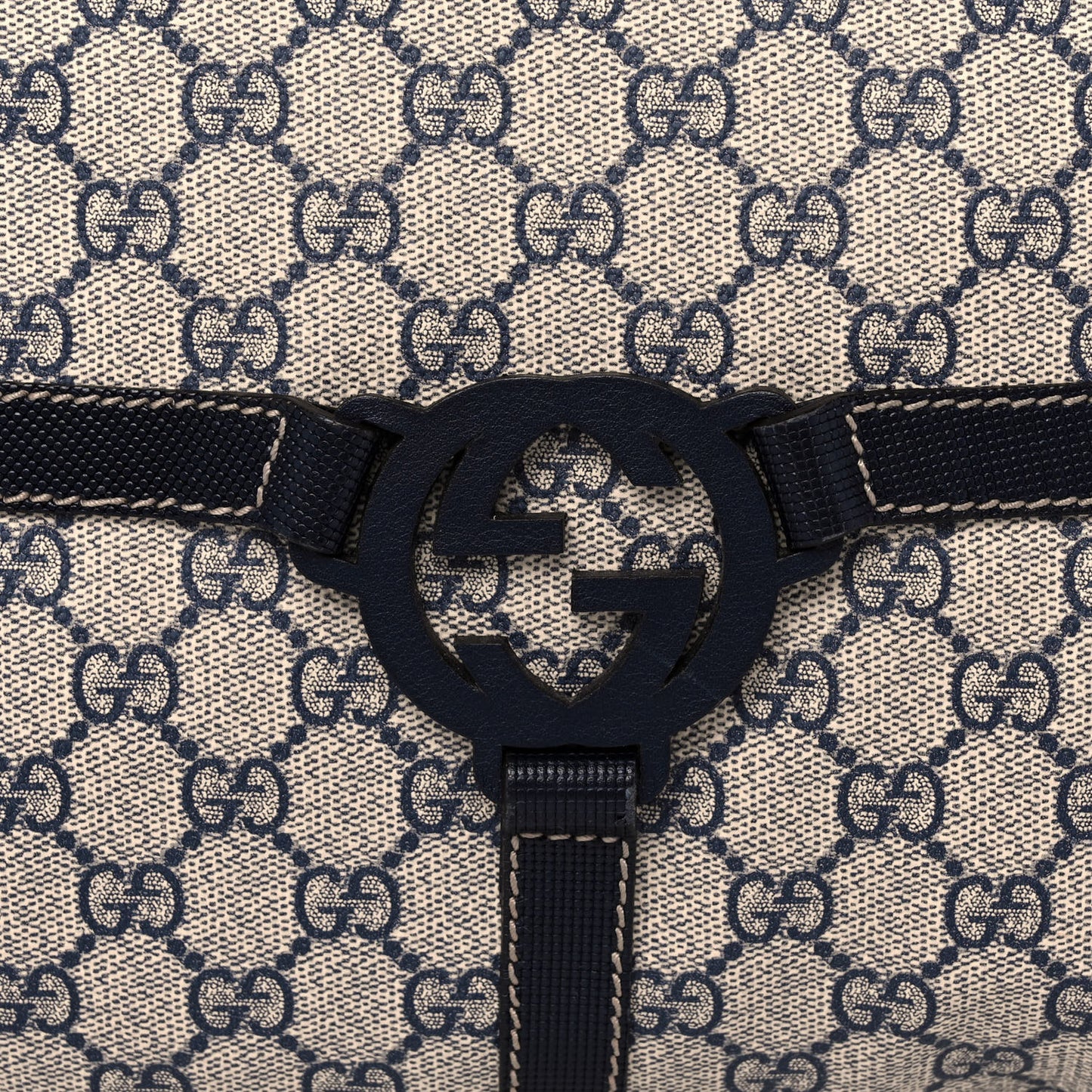 Monogram GG Reins Zip Up Tote Bag Gray Navy