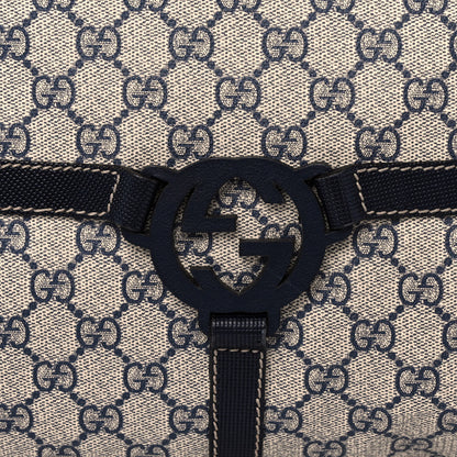 Gucci Monogram GG Reins Zip Up Tote Bag Gray Navy 8 of 10