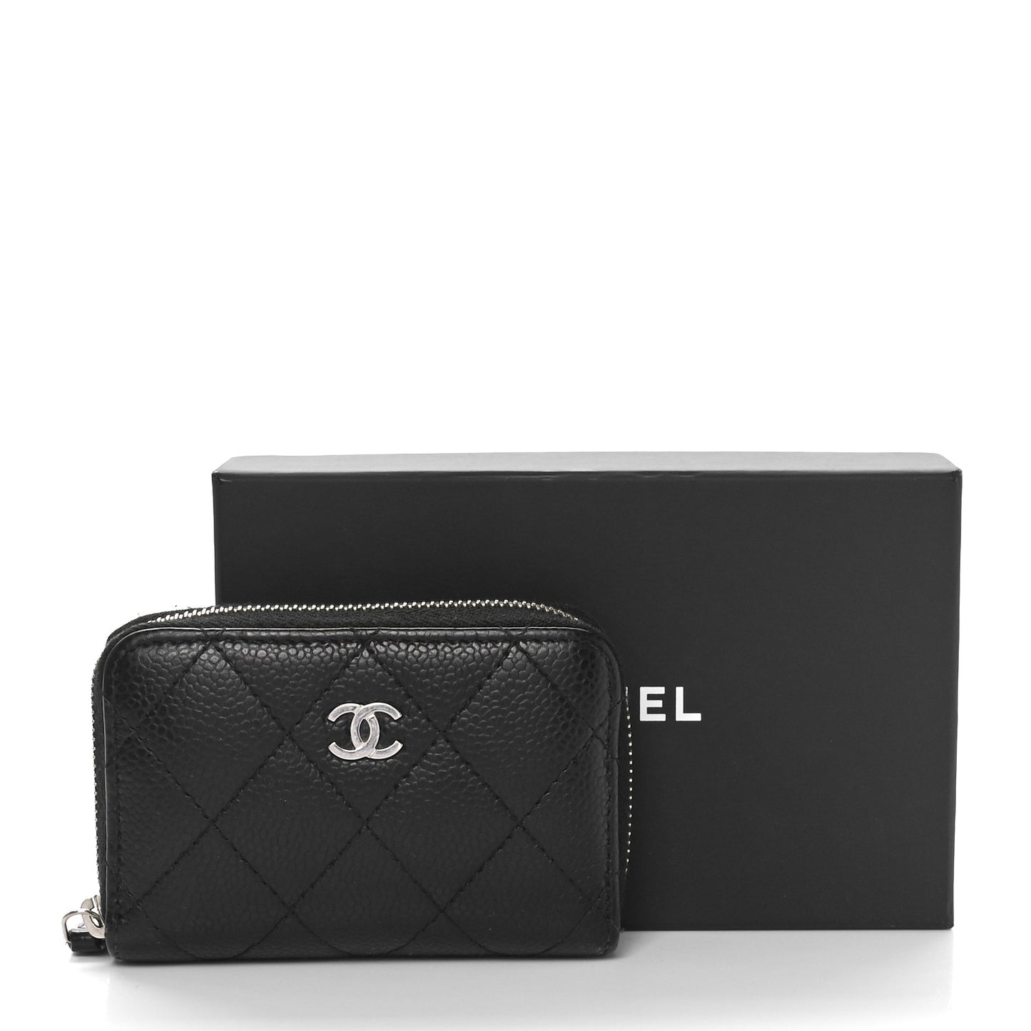 Caviar Quilted Zip Coin Purse Black
