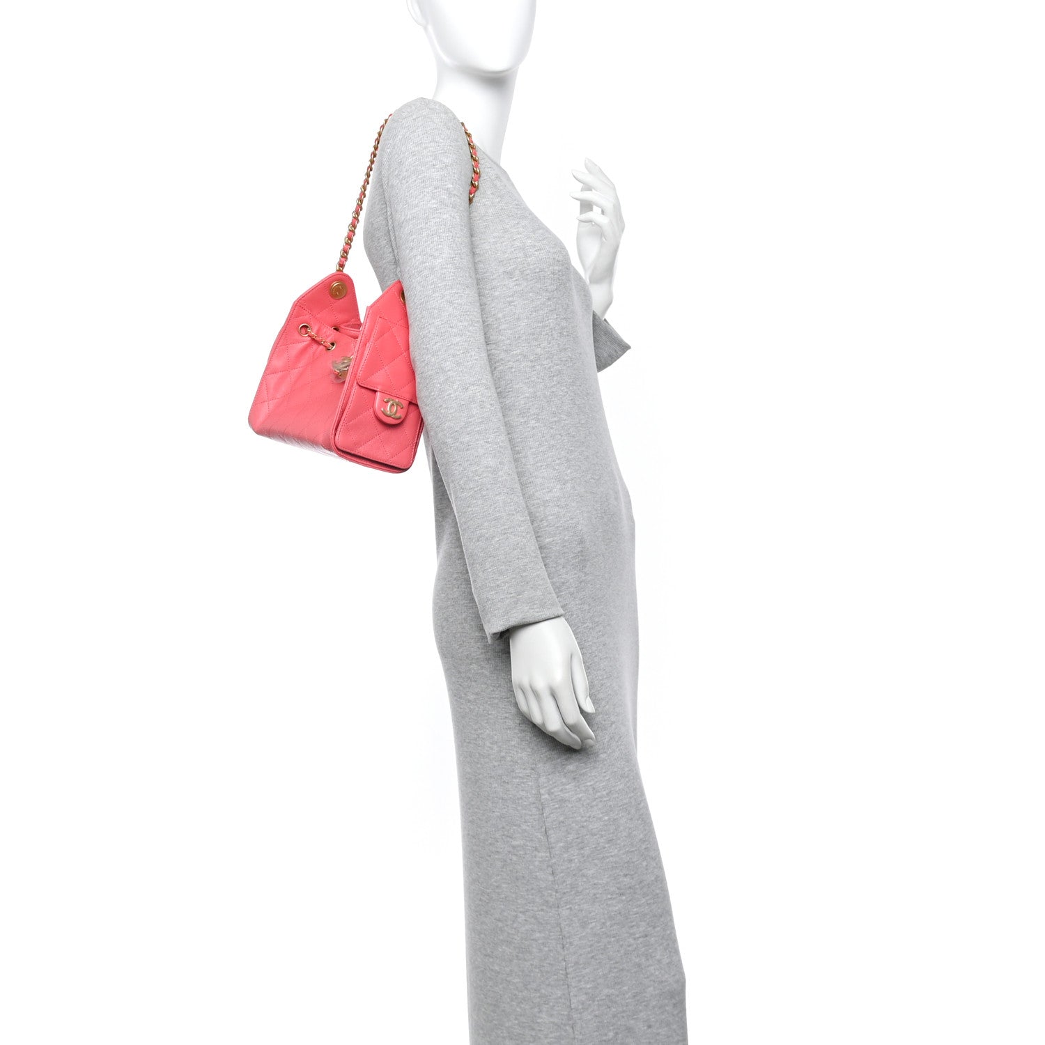 Chanel Caviar Quilted Mini Chanel 25 Handbag Coral 2 of 11