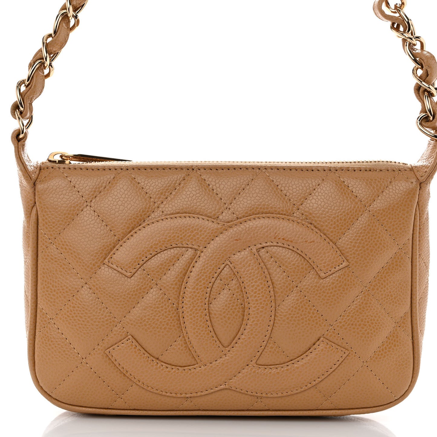 Caviar Quilted Timeless CC Shoulder Bag Beige