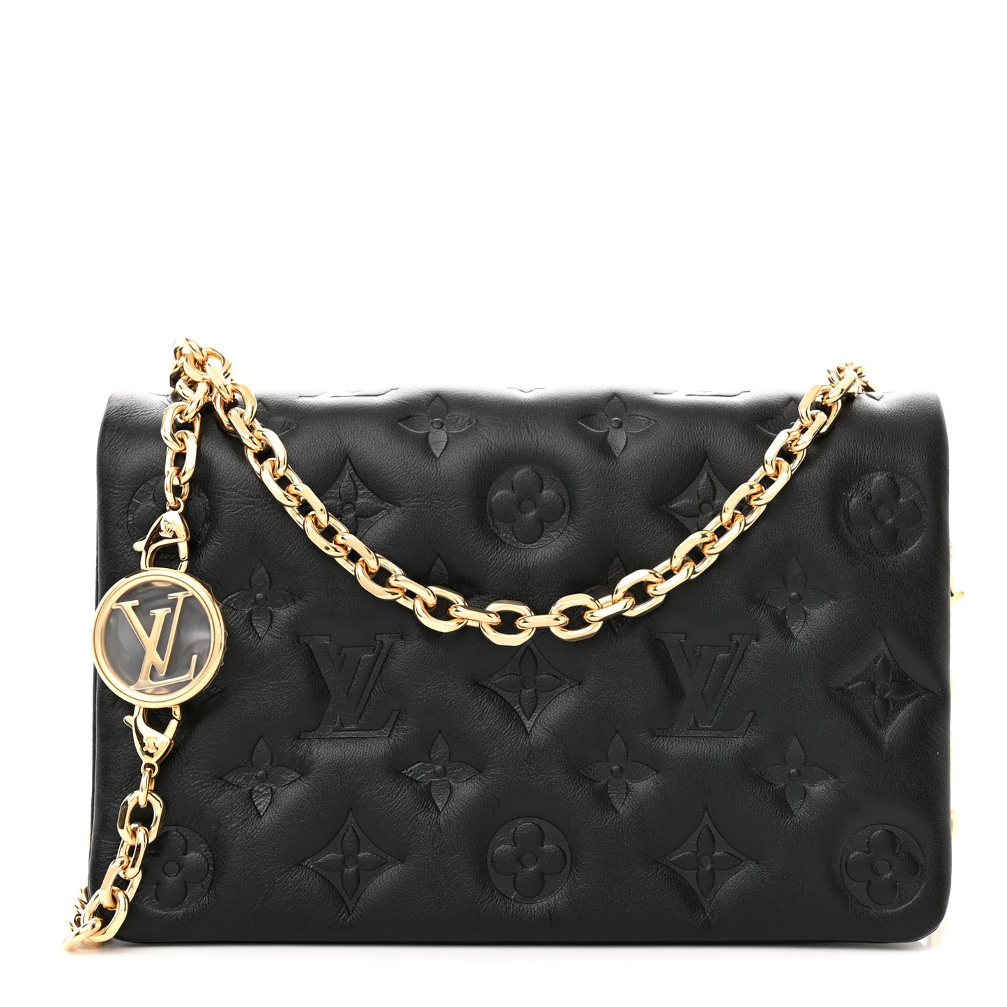 Lambskin Embossed Monogram Pochette Coussin Black