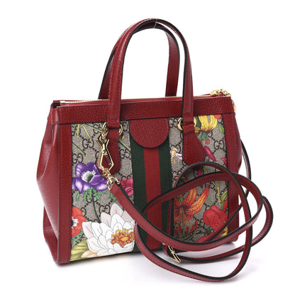 Gucci GG Supreme Monogram Flora Web Small Ophidia Tote Bag Red 4 of 12