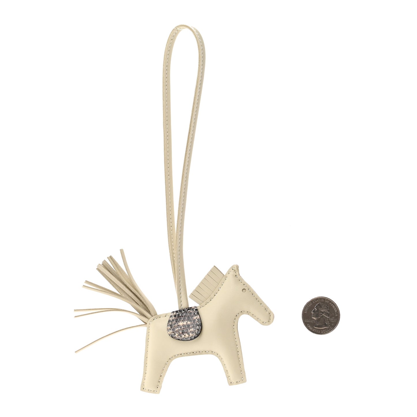 Milo Lambskin Lizard Touch Grigri Rodeo Horse Bag Charm PM Craie Ombre