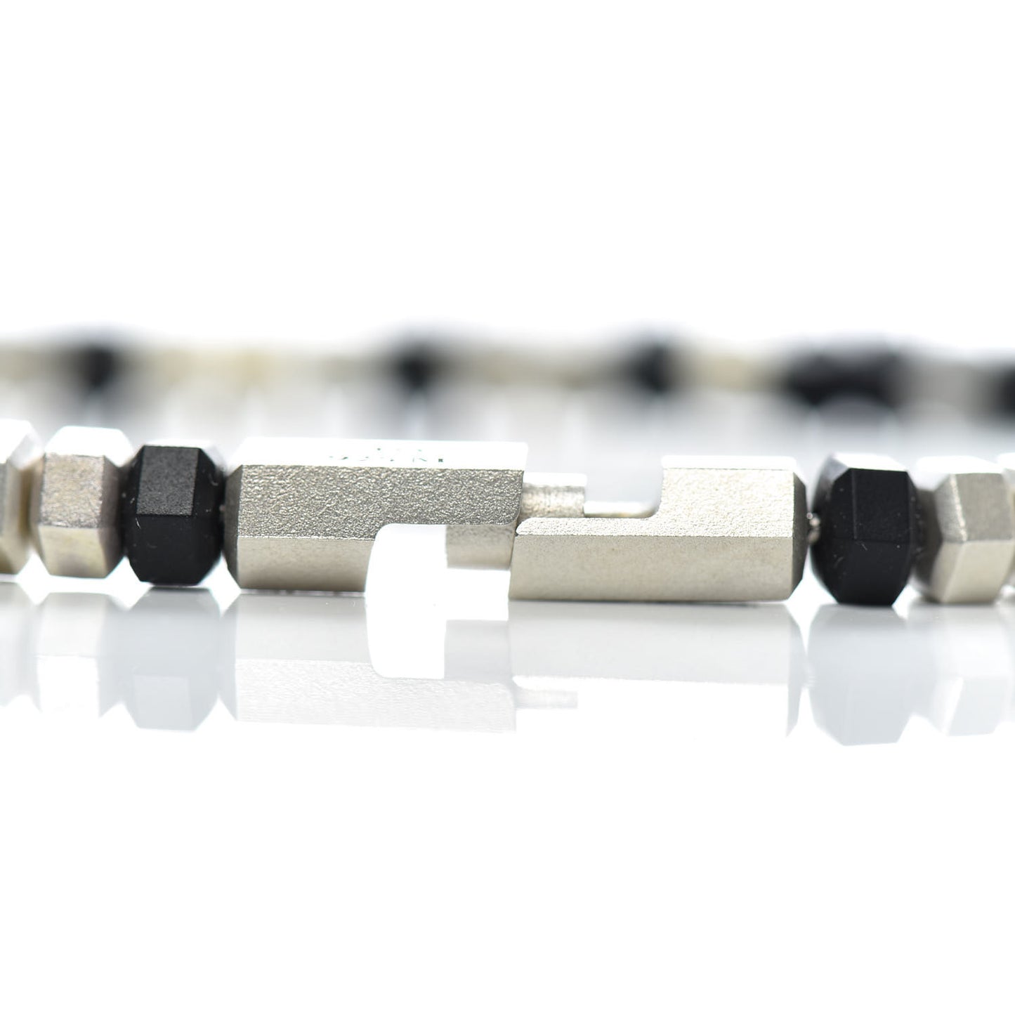Sterling Silver Rubber Hex Bead Bracelet Black