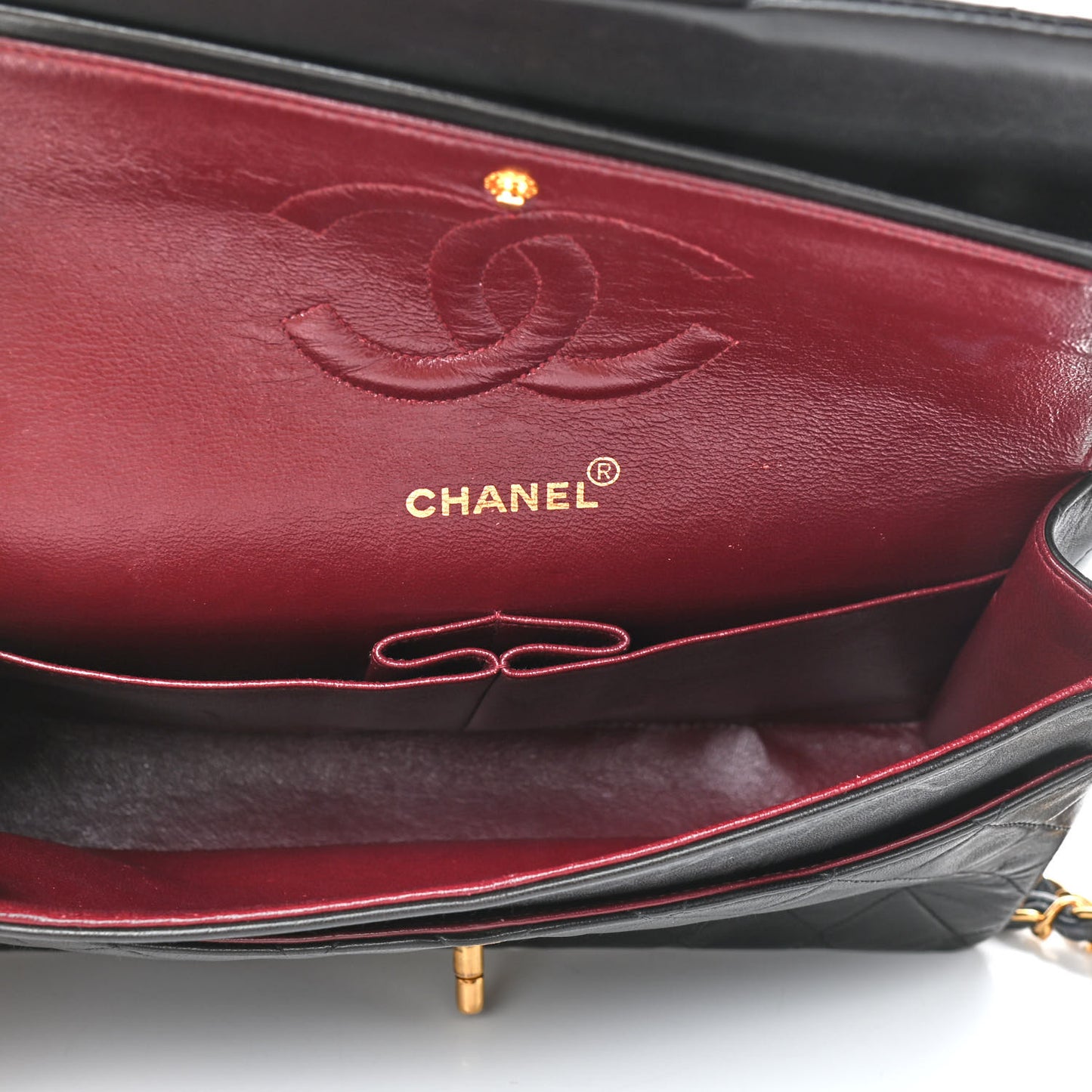 Lambskin Quilted Medium Double Flap Black