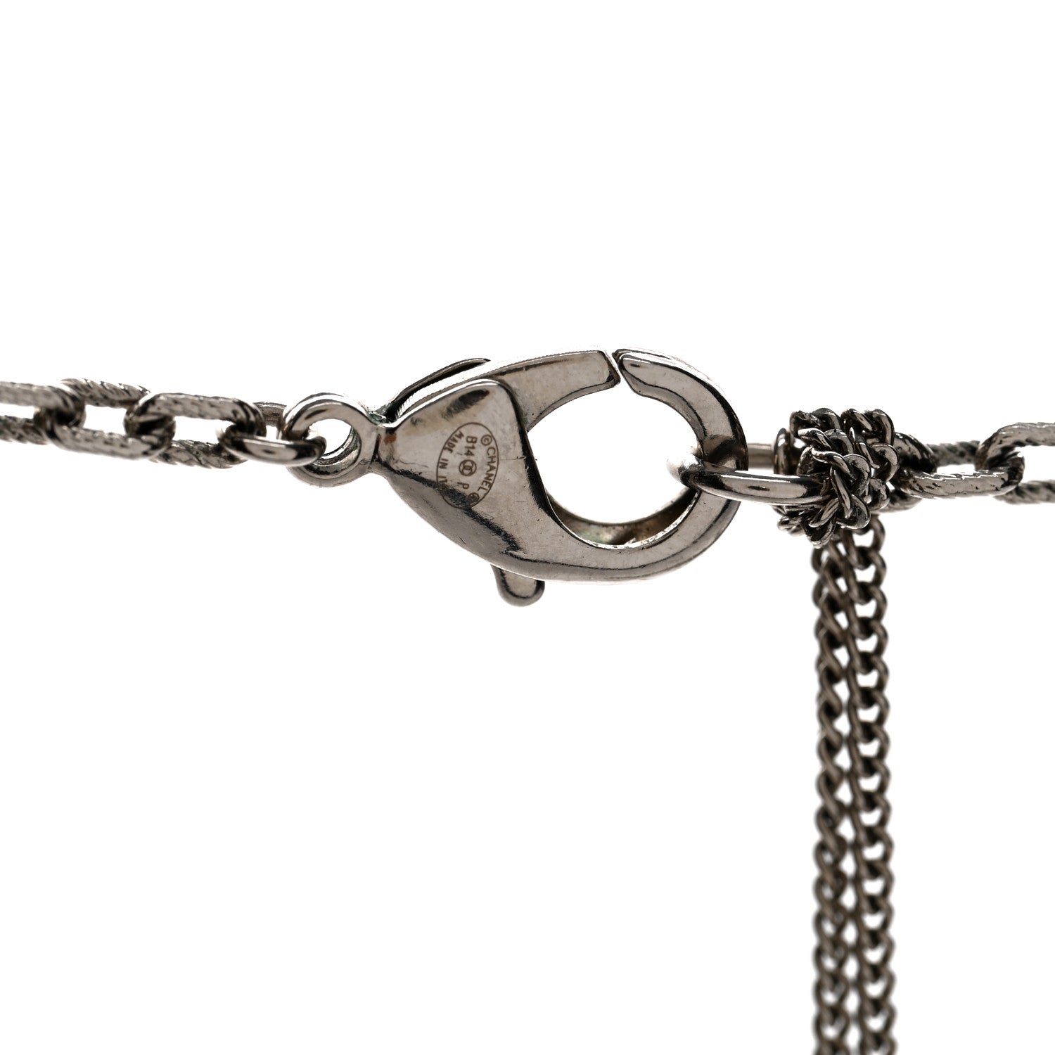 Chanel Graduated Pearl Crystal CC Long Necklace Silver 4 of 5