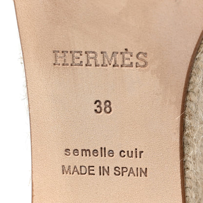 Hermes Goatskin Elda Espadrille Wedge Sandals 38 Black 6 of 8