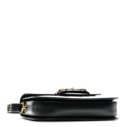 Gucci Textured Calfskin Geometric Print Horsebit 1955 Shoulder Bag Black Multicolor 4 of 12