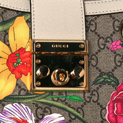 Gucci GG Supreme Monogram Flora Textured Calfskin Small Padlock Tote Beige Ebony Multicolor Mystic White 11 of 11