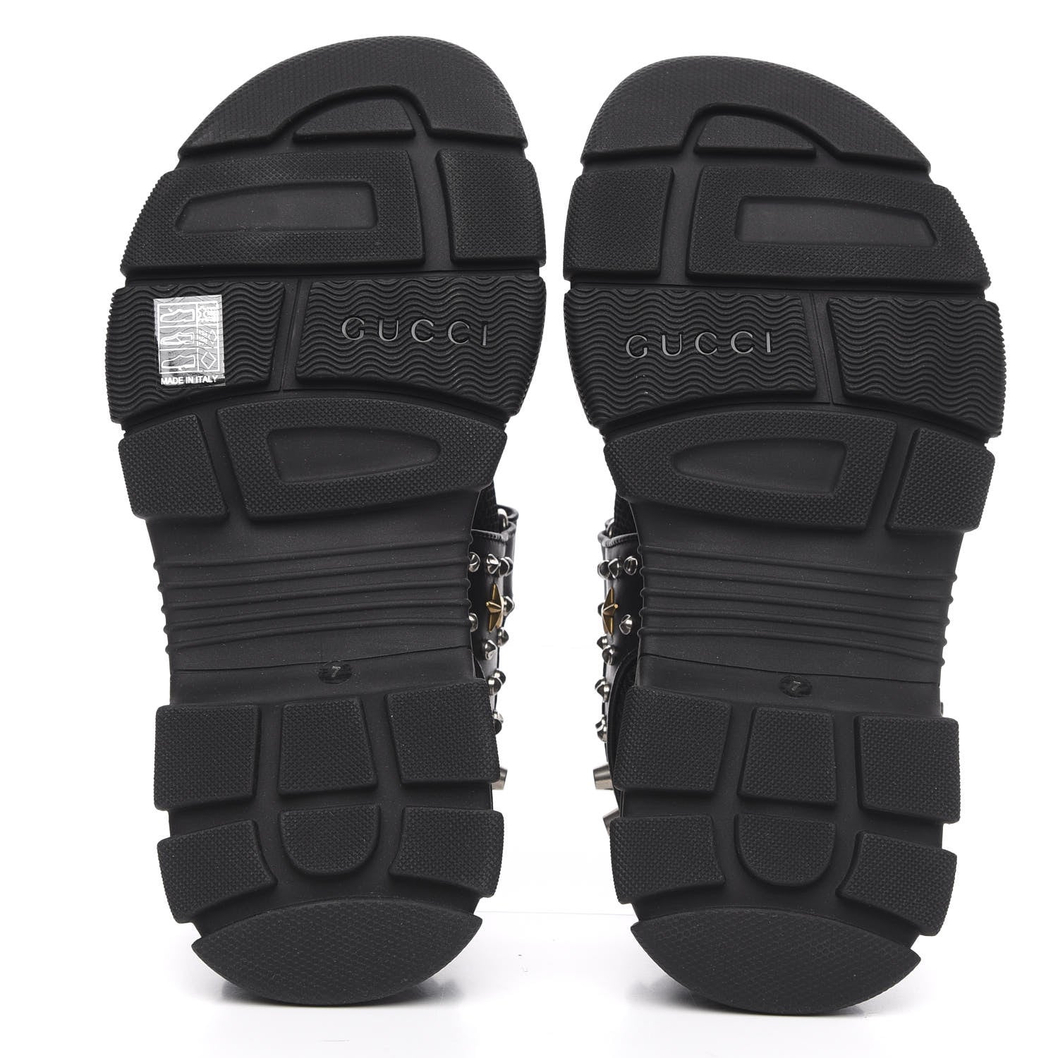 Gucci Technical Studded Canvas Calfskincandals 7 Black 5 of 8