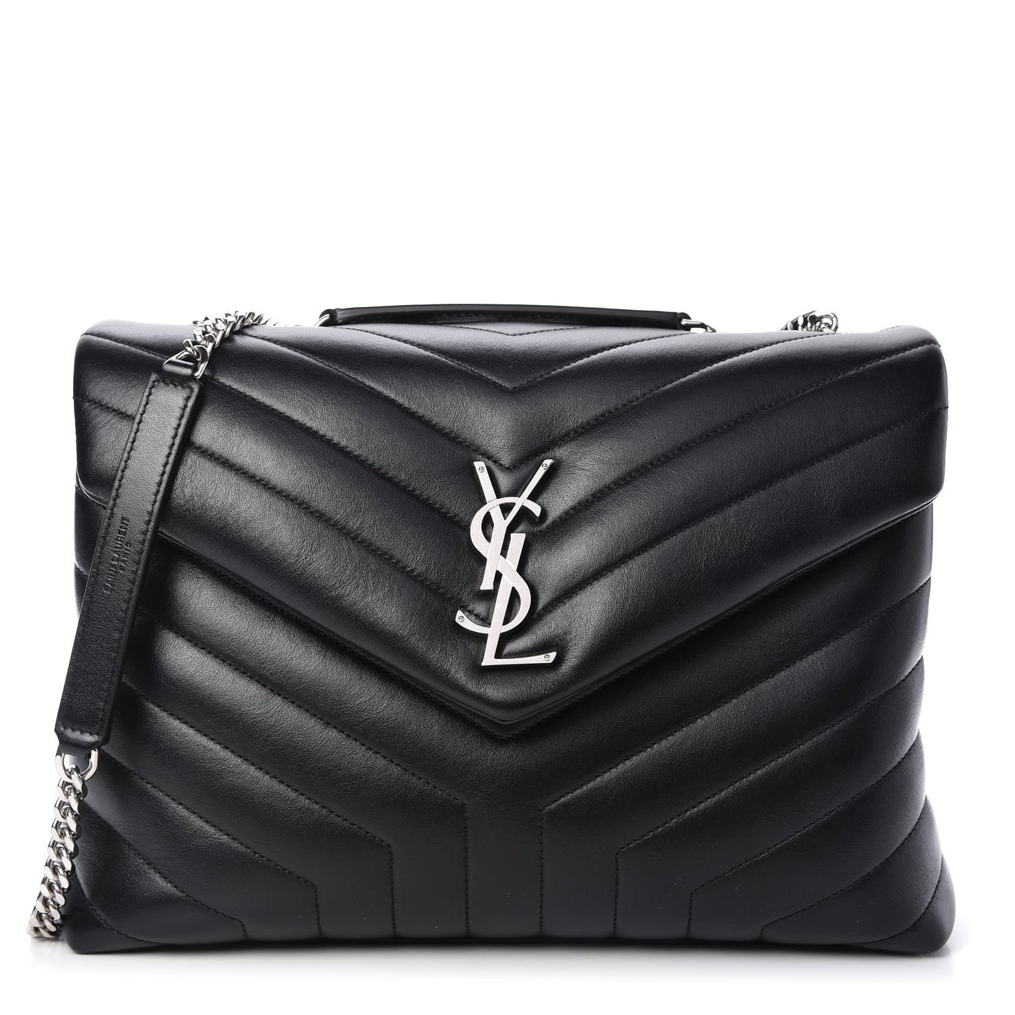 Calfskin Y Quilted Monogram Medium Loulou Chain Satchel Black