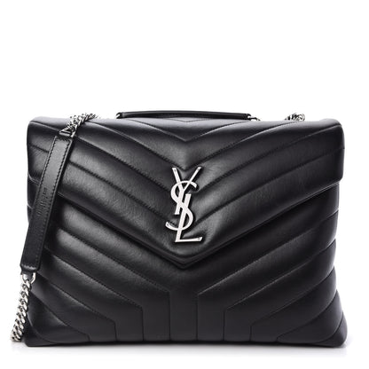 Saint Laurent Calfskin Y Quilted Monogram Medium Loulou Chain Satchel Black 1 of 10