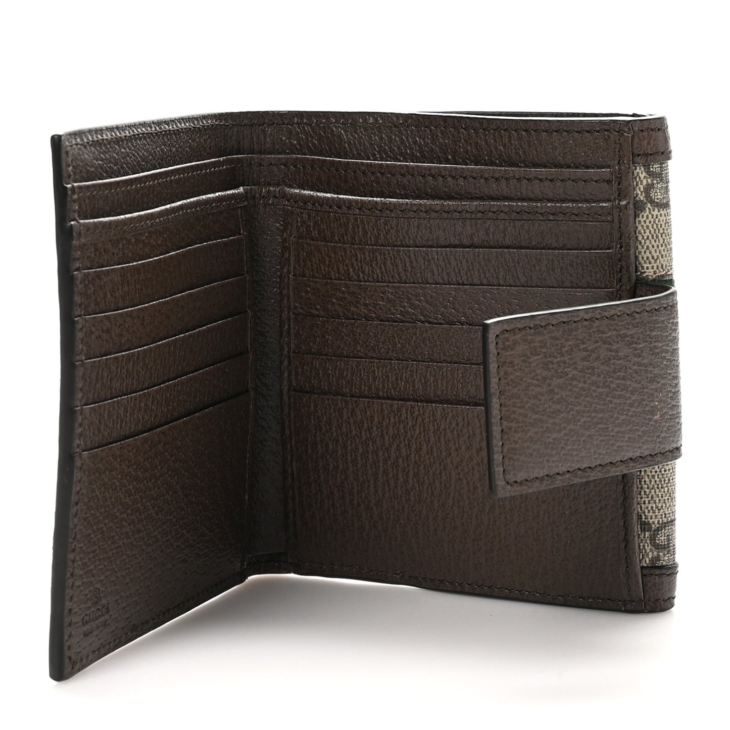 GG Supreme Monogram Web Ophidia French Flap Wallet Beige New Acero