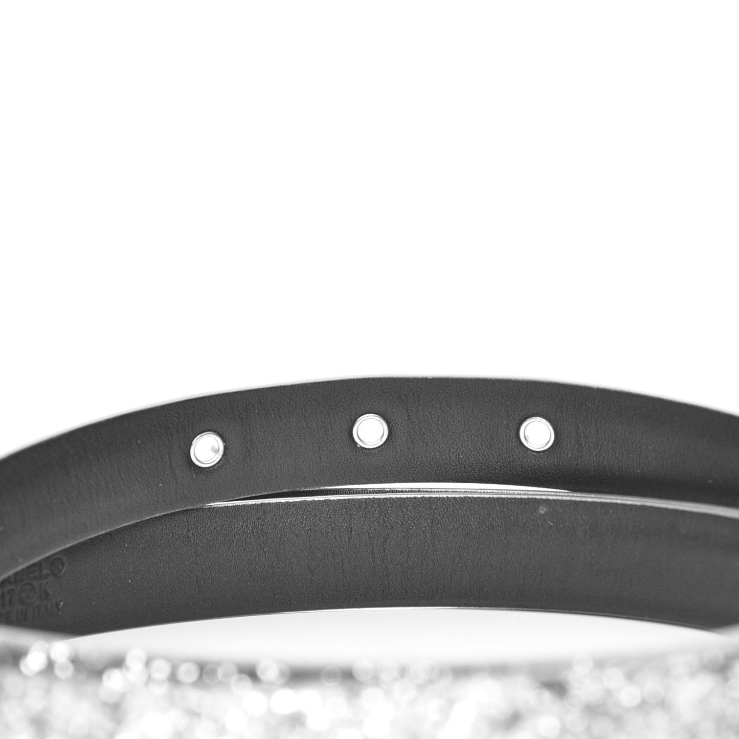 Glitter Calfskin CC Logo Skinny Belt 90 36 Silver