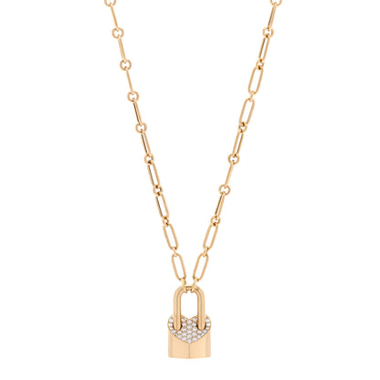 Roberto Coin 18K Yellow Gold Diamond Lock Love Pendant Necklace 1 of 5