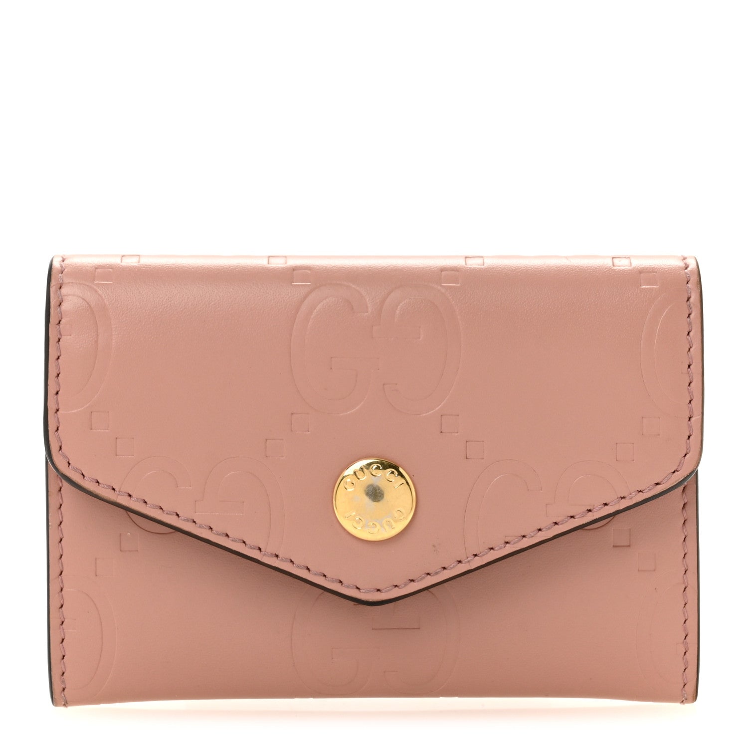 Gucci Calfskin Jumbo GG Embossed Snap Wallet Soft Pink 1 of 9