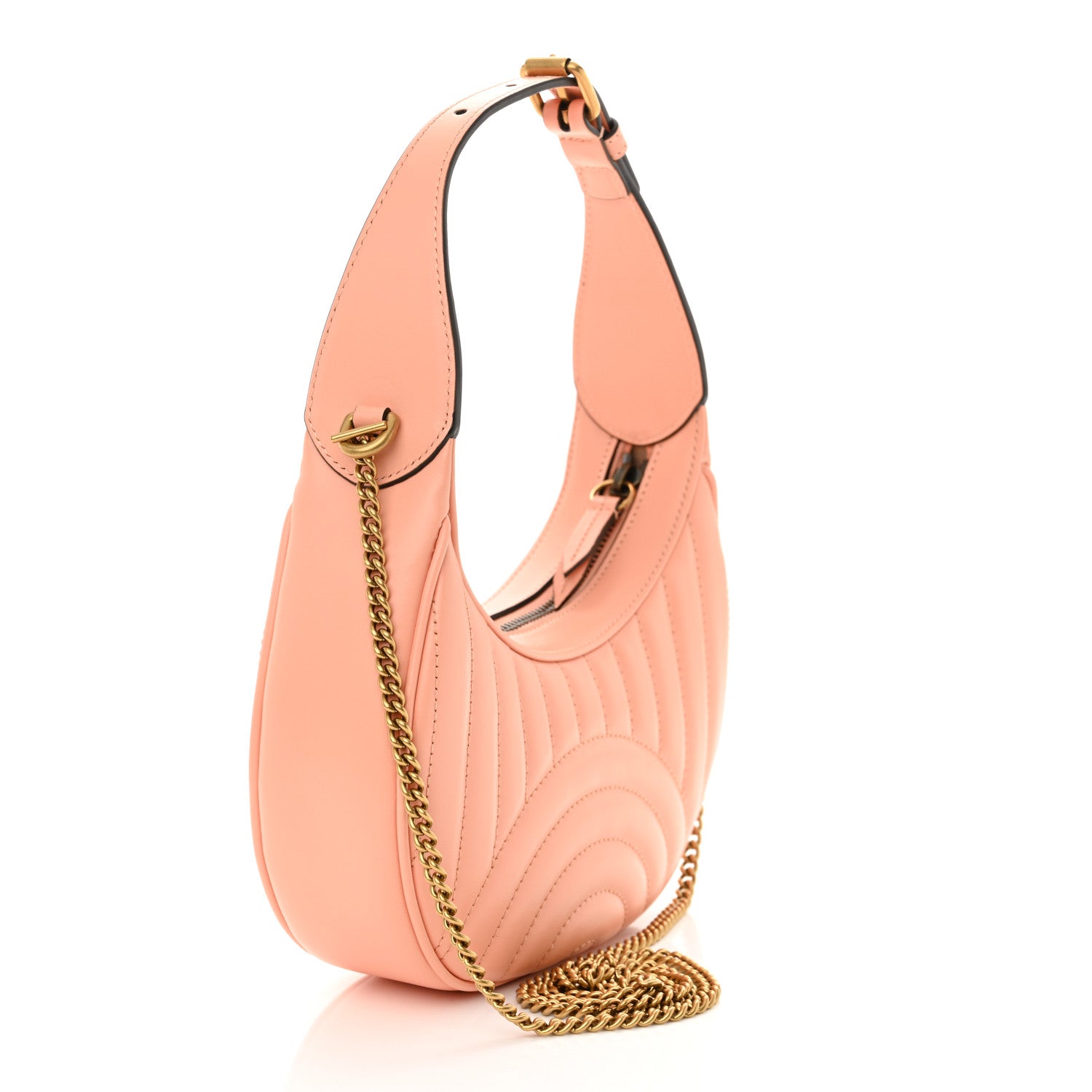 Gucci Calfskin Matelasse Chevron Mini GG Marmont Half Moon Hobo Peachy Chic 3 of 10