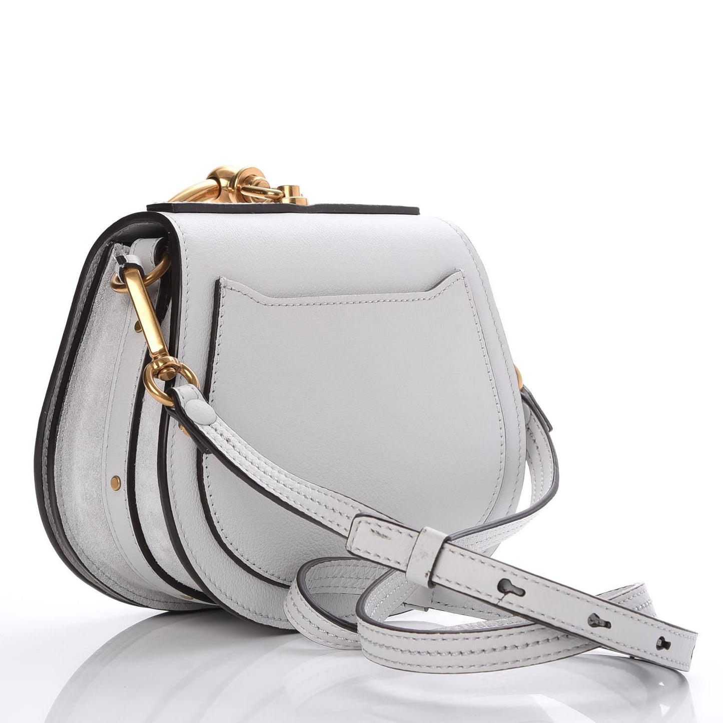 Calfskin Suede Small Nile Bracelet Bag Airy Grey