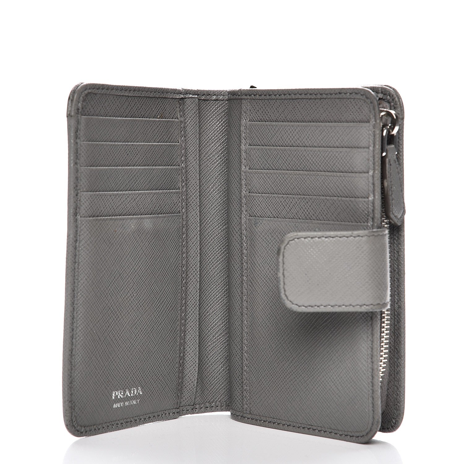 Prada Saffiano Metal Compact Wallet Marmo 5 of 11
