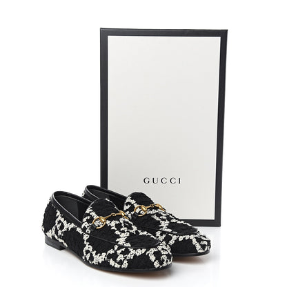 Gucci Tweed GG Monogram Horsebit Womens Jordaan Loafers 35.5 Black Natural 9 of 9