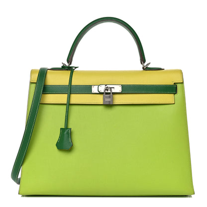 Hermes Epsom Horseshoe Kelly Sellier 35 Vert Bengale Kiwi Lime 1 of 22